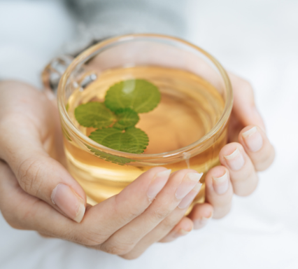 Hands holding a tea cup